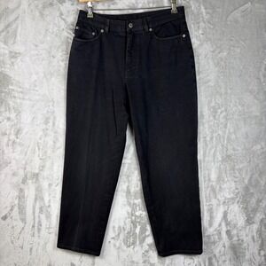 Lauren Jeans Co Ralph Lauren Womens Black Petite Straight Leg Denim Jeans 12P
